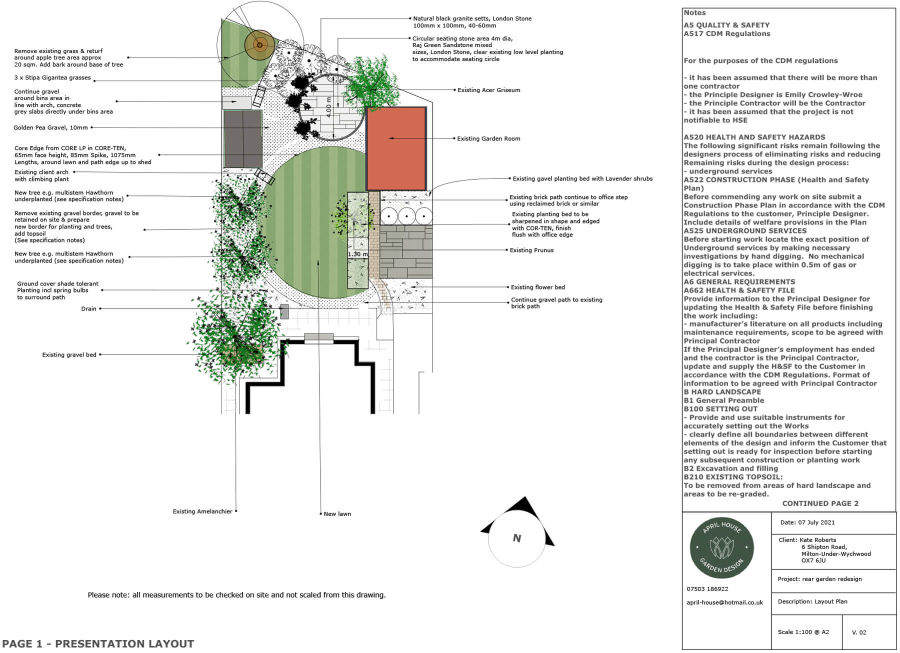 An example of a master layout plan for a small garden